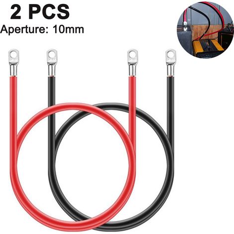 Ensemble de câbles de batterie avec bornes, cosses de 3/8 pouce (positive et négative) pour moto, automobile, bateau, solaire, VTT, camping-car, tondeuse, sans oxygène (1/5)