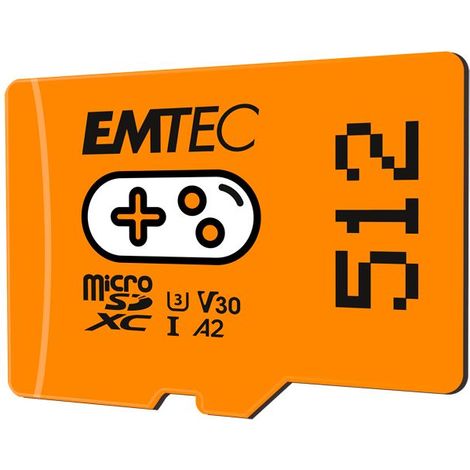 Tarjeta MicroSDXC Emtec de 512 GB UHSI U3 V30 A2 Gaming color naranja