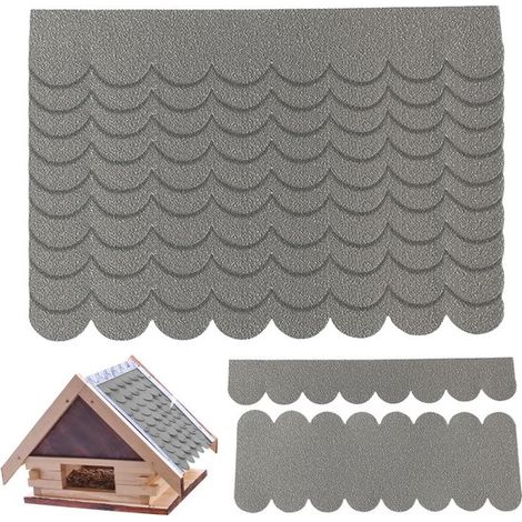 Feutre bitumé pour toiture de nichoir, mini-tuiles de toiture imperméables, lot de 32 pièces auto-adhésives, pour nichoirs, clapiers, hôtels à insectes, gris