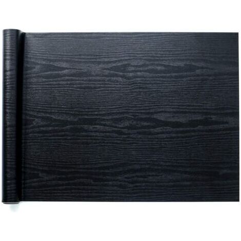 Papier Adhésif pour Meuble Bois Noir papier peint 45cm x 300cm Vinyle Autocollant Film Pour Décorer des Meubles Murs Armoires Comptoirs Cuisines