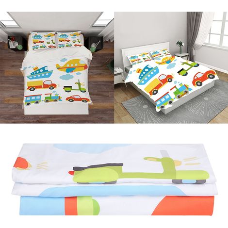 Ensemble de 3 pièces en fibre de polyester : housse de couette et taies d'oreiller (140 x 200 cm, 50 x 75 cm x 2). Confortable pour la chambre à coucher. Deux taies d'oreiller (140 x 200 cm, 50 x 75 c (1/5)