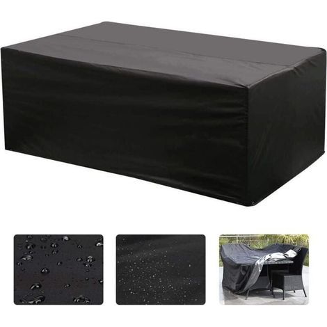 Rechteckige Oxford-Gartenmöbelabdeckung mit UV-Schutz (Schwarz) - 21513575CM (1/4)