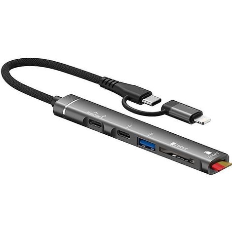 Hub USB avec port USB Type-C et lecteur de cartes SD/TF pour PC et ordinateur portable (1/5)