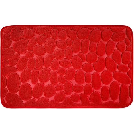 Tapis de bain antidérapant en mousse à mémoire de forme - Tapis de bain 40 x 60 cm - Rouge (1/5)