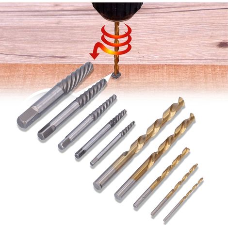 10-teiliges Schraubenausdreher-Bohrerset, Bolzen- und Gewindebolzenausdreher, roter Metallkoffer (1/5)