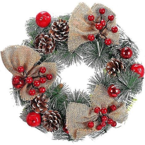 Couronne de Noël pour porte avec pommes de pin et baies - Décoration intérieure et extérieure (1/5)