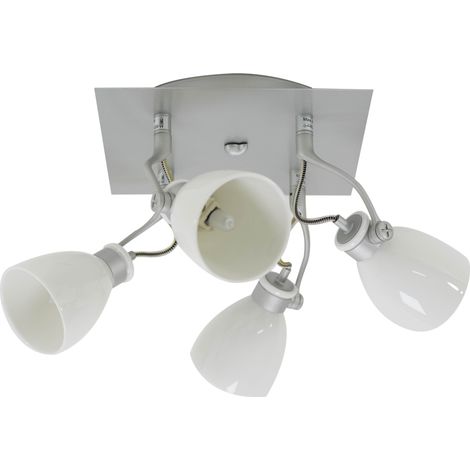 Plafonnier carré gris satiné 4 lumières spots orientables et inclinables 4 x 40 W G9 (1/3)