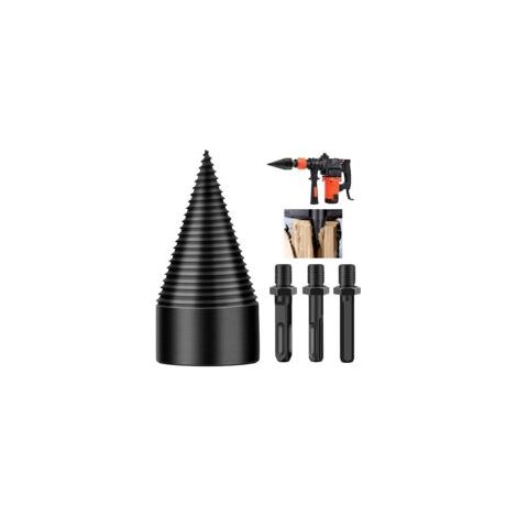Fendeuse de bûches, 4 forets coniques amovibles pour bois d'allumage, forets robustes pour perceuses électriques, tournevis conique hexagonal + carré + rond 38 mm (1/4)