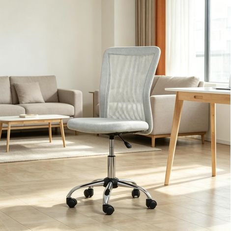 Chaise de bureau 43x58x90-100 cm en tissu maille gris, réglable en hauteur, pour bureau – MEUBLIV (1/5)