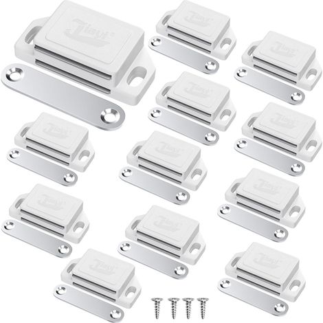 Lot de 6 Aimant Porte Placard Aimant de Porte Plastique pour Meuble, Loquet de Porte Puissant Aimant Loqueteux Magnétiques Aimant Fermeture de Porte pour Tiroirs, Magnet Blanc
