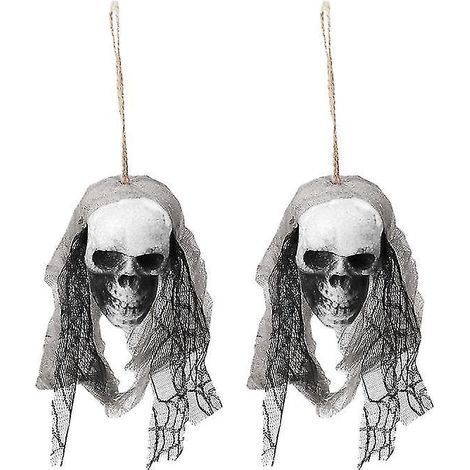 Lot de 3 crânes à suspendre pour décorations d'Halloween (1/3)