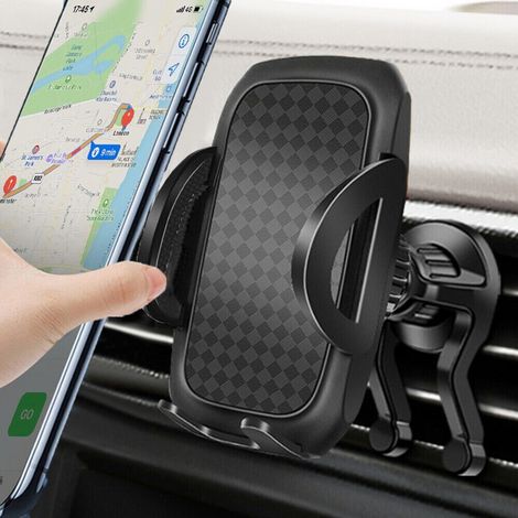Support universel pour téléphone de voiture, à fixer sur la grille d'aération, ABS noir (1/5)