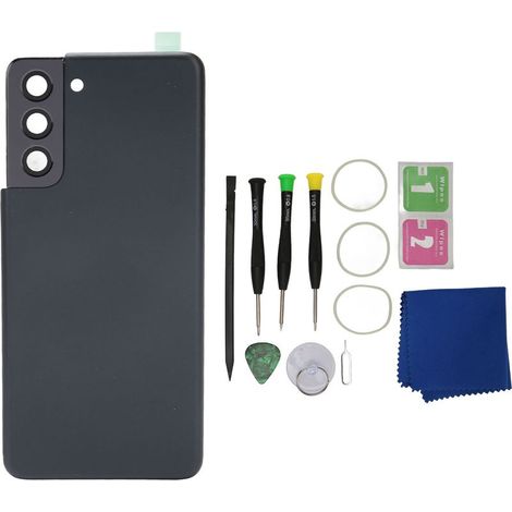 Ersatz-Rückglas für S21, Reparaturset für die Rückabdeckung mit vorinstallierter Kameralinse und Klebstoff, schwarz (1/5)