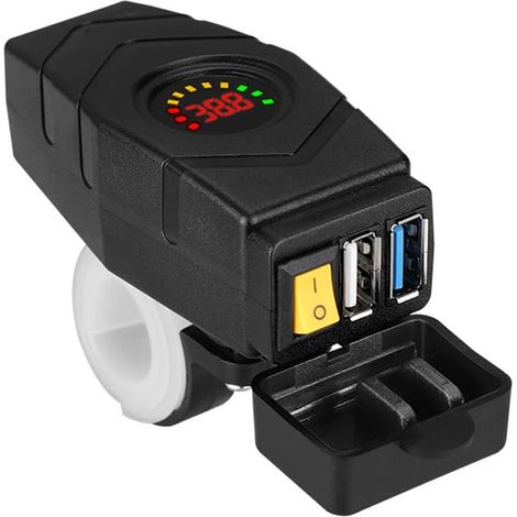 C1FB 20-80V 24V 36V 48V 60V QC3.0 USB-Ladegerät für E-Bike-Lenker, Schnellladeadapter mit blauer Leuchte, wasserdicht, kompatibel mit E-Bikes und E-Scootern