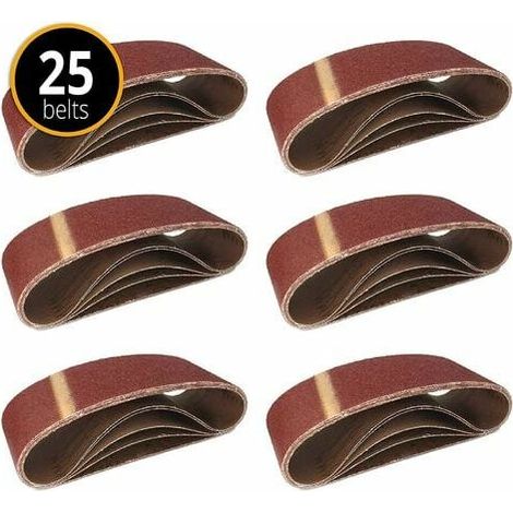 Bandes Abrasives - 75 x 533 mm - Grains 40 60 80 120 180 - Pour Ponceuses À Bande - Lot de 25 Pièces (1/5)