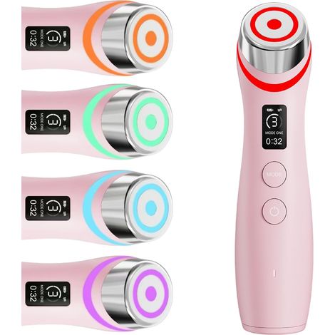 Appareil De Beauté 6 En 1, Masseur à Vibrations à Microcourant EMS, Soin De La Peau à Led 5 Couleurs, Pour Massage Du Visage, Raffermissement De La Peau, Lifting EMS à Microcourant Facial, rose (1/5)