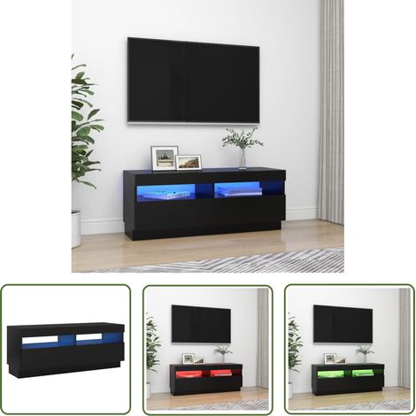 The Living Store TV-Schrank mit LED-Leuchten Schwarz 100x35x40 cm - TV Schrank - Holzwerkstoff Möbel - LED Beleuchtung - Wohnzimmer Dekoration - Fernseher Stand (1/5)