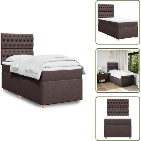 Sommier à lattes de lit avec matelas Marron foncé 90x190 cm - Sommier À Lattes De Lit - Sommiers À Lattes De Lit - Lit - Meuble De Chambre À Coucher (1/5)