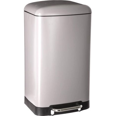 1 poubelle de cuisine, 30l, métal, pédale large, seau amovible, fermeture silencieuse, intérieur