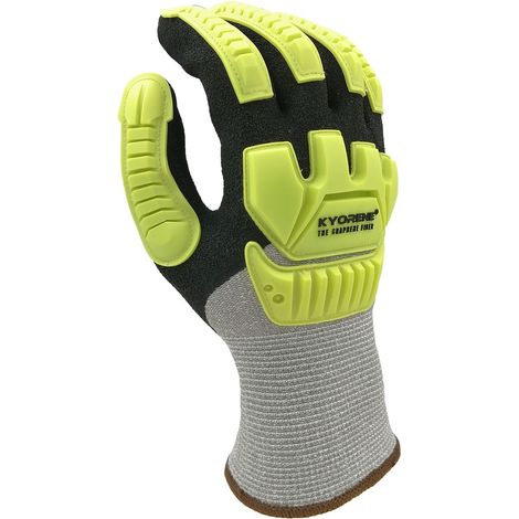 Gants KYORENE 00-408 taille 9, Résistant à l'abrasion/coupures, 12 Paires, Gris, Jaune ( Prix pour Paquet de 12 Paires )