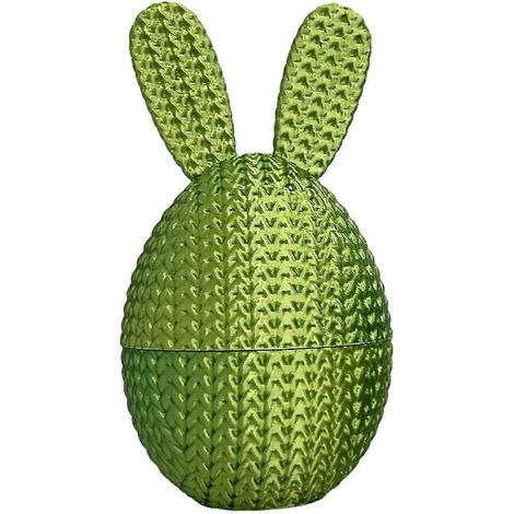 Œuf de Pâques imprimé en 3D (1 pièce, jaune-vert) : Œuf de Pâques pré-rempli avec un lapin à l'intérieur d'un panier de Pâques (1/5)