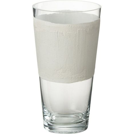 Vase Déco en Verre "Delph" 25cm Transparent & Blanc (1/2)