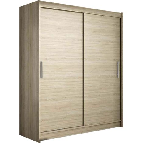 Armario Closico 103, Roble Sonoma, 200x150x58cm, Puertas de armario: Correderas, Número de estantes: 5, LED (1/5)