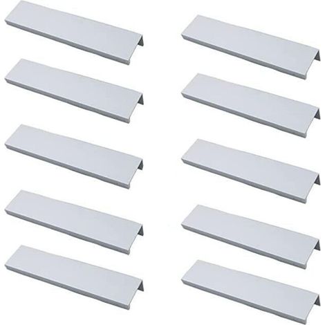 (Blanc)Lot de 10 Poignée Noir Poignée de Meuble Noir- Poignée Invisible Poignee de Meuble Cuisine Noir Poignée Meuble Noir Mat en Alliage d'Aluminium Entraxe 128mm (1/5)