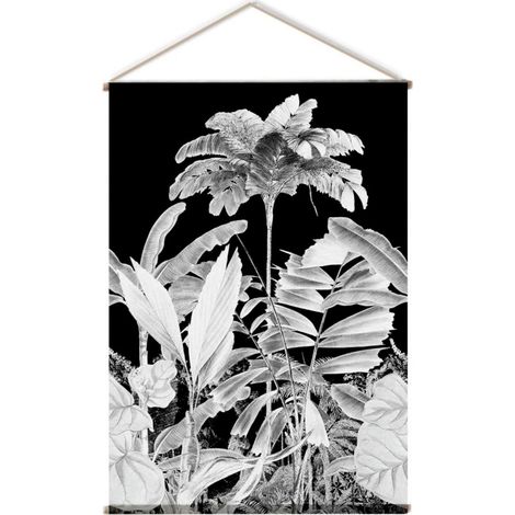 Toile Murale à Suspendre "Végétal" 90x130cm Noir & Blanc (1/2)