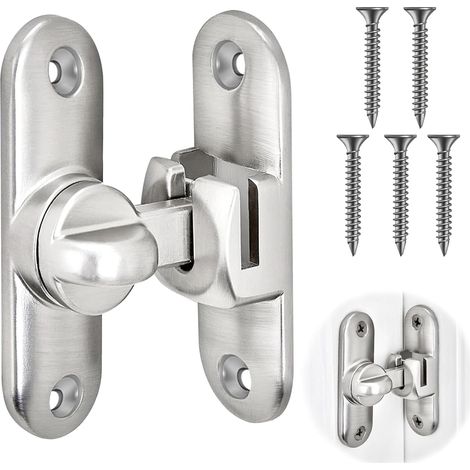 Serratura per porta scorrevole, serratura per porta scorrevole a 90/180 gradi, serratura per porta interna con viti per cucina, finestra, camera da letto (argento)