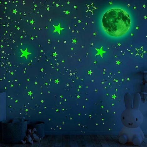 Set mit 1049 im Dunkeln leuchtenden Sternen- und Mond-Wandaufklebern für Kinderzimmer, fluoreszierende Deckenaufkleber, Nachthimmel-Thema (1/5)