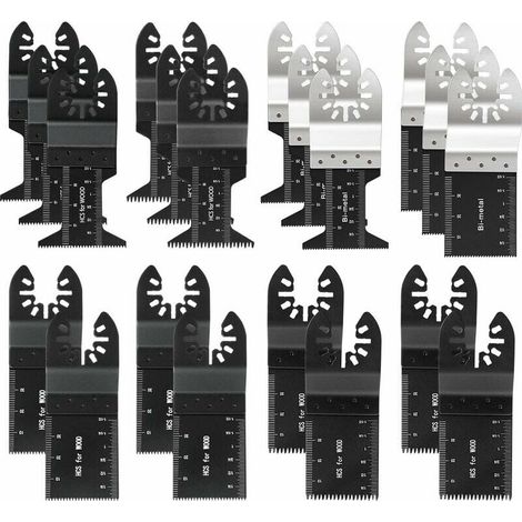 [MAI UTILIZZATO]  INHHUB 20 pezzi Lame per sega oscillante professionali per legno/metallo, sgancio rapido multiutensile universale per Fein Multimaster, Ryobi, Milwaukee, Bosch, Dremel, Dewalt, Rockw (1/5)