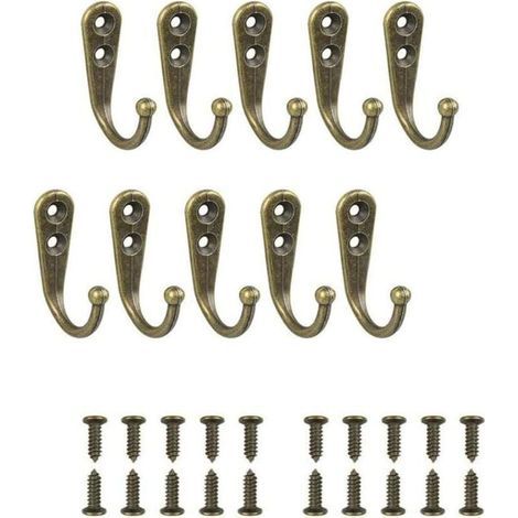 10 bronzefarbene Einzelhaken, schwarze Wandhaken, Garderobenständer, inklusive Befestigungsschrauben (1/4)
