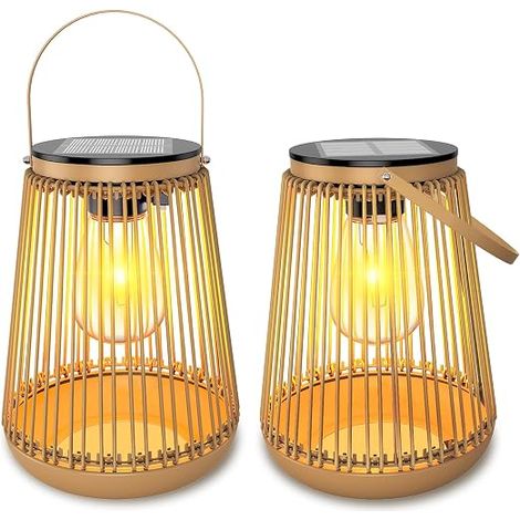 2 Pack Solar Garden Lights Metal Hanging Waterproof Decorations (1/2)