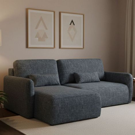 Sofá cama con chaise longue Pagno, contenedor, reclinable, reversible, 207x148 cm azul (1/5)