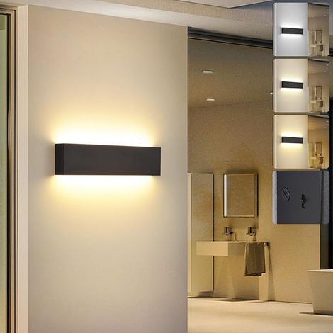 LED Applique Murale intérieur,10W 3000K/4000K/6000K Lumière Lampe Murale,Moderne Aluminium Luminaire Murale,Up Down Éclairage,Appliques Murales pour Chambre,Couloir,Salon, Escalier 33CM Noir (1/5)