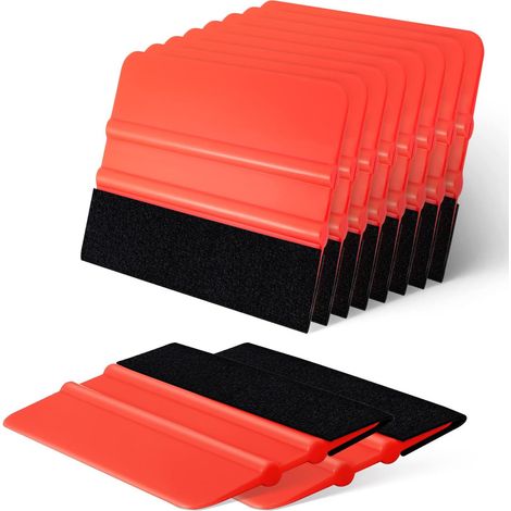 10 espátulas para láminas de ventanas con borde de fibra, herramienta de plástico, espátula de plástico duradera, roja - 10 cm x 7,5 cm (1/5)