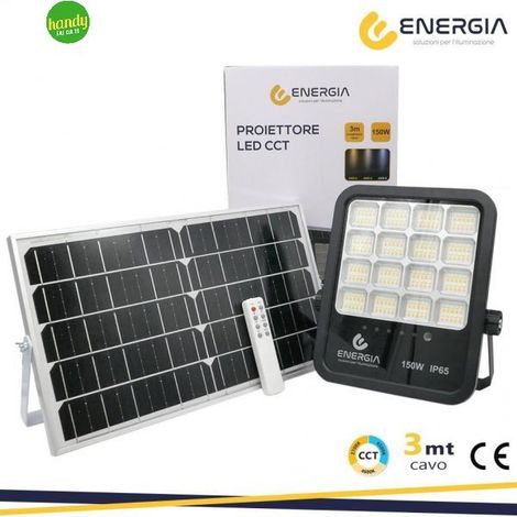 PROIETTORE SOLARE 150W CCT (3000-6400K) 1600LM PANN.15W - Luce FREDDA (1/5)