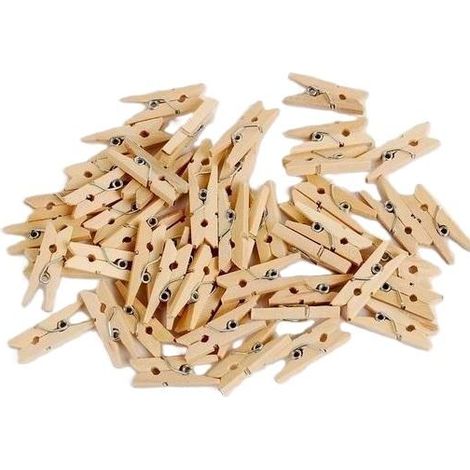 Piccole mollette decorative in legno naturale