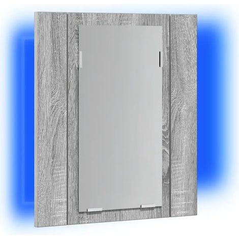 Armoire à miroir LED design murale salle de bain 40 x 12 x 45 cm espace de rangement ambiance élégante en bois d'ingénierie sonoma gris (1/5)