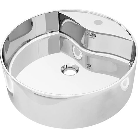 Lavabo avec trop-plein 46,5 x 15,5 cm Céramique Argenté