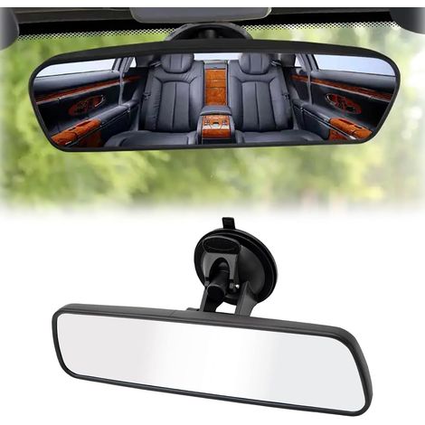 Espejo retrovisor interior para coche de 222x60 mm, espejo de conducción asistido antirreflejos extra resistente, gran angular ajustable de 360°, espejo retrovisor interior para coche, SUV y camión. (1/5)