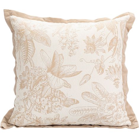 Housse De Coussin - 45x45 Cm - Polyester - Fermeture Éclair Invisible - Pour Canapé Lit Fauteuil - Beige - 1 Pièce (1/5)
