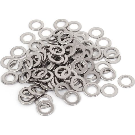 M6x10mmx1mm Rondelle Plate en Acier Inoxydable Rond pour Vis à Boulon 100Pcs (1/4)