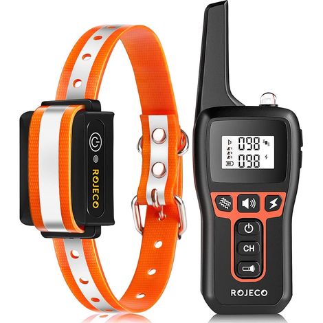 Collier de Dressage pour Chien, 1000m Collier Anti-aboiement Électronique et Rechargeable, Collier Réglable et Étanche IP67 avec 3 Modes Son Vibration Choc pour Petit Moyen Grand Chien, Orange