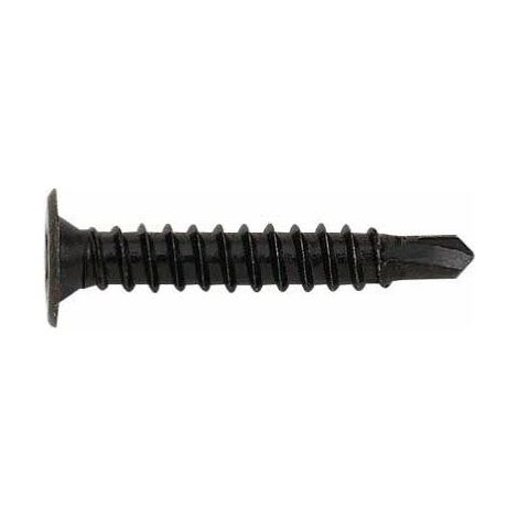 Boite de 500 vis autoperceuses zinguées noires 4,2 x 14 – Tête extra plate – Empreinte PH – Pour bois dur et teck (1/3)