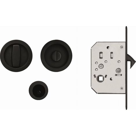 SET POIGNEE CUVETTE RONDES COSMOS NOIR AVEC SERRURE (1/2)