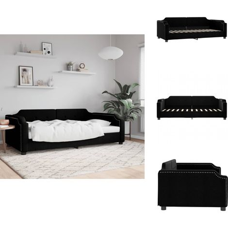 Tagesbett Schwarz 100x200 cm Stoff - Schlafsofa - Bett - Gästebett - Wohnzimmer - Schlafzimmer (1/5)