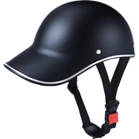 Motorradhelm im Baseball-Stil, Hartschalenhelm, atmungsaktiv, verstellbar, leicht, aus ABS-Kunststoff, schwarz