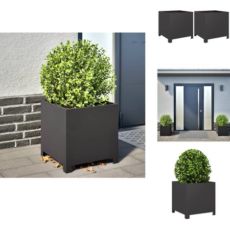 Pflanzkübel 2 Stk. Schwarz 40x40x40 cm Stahl - Pflanzkübel - Blumenkübel - Pflanzgefäß - Blumenkasten (1/5)